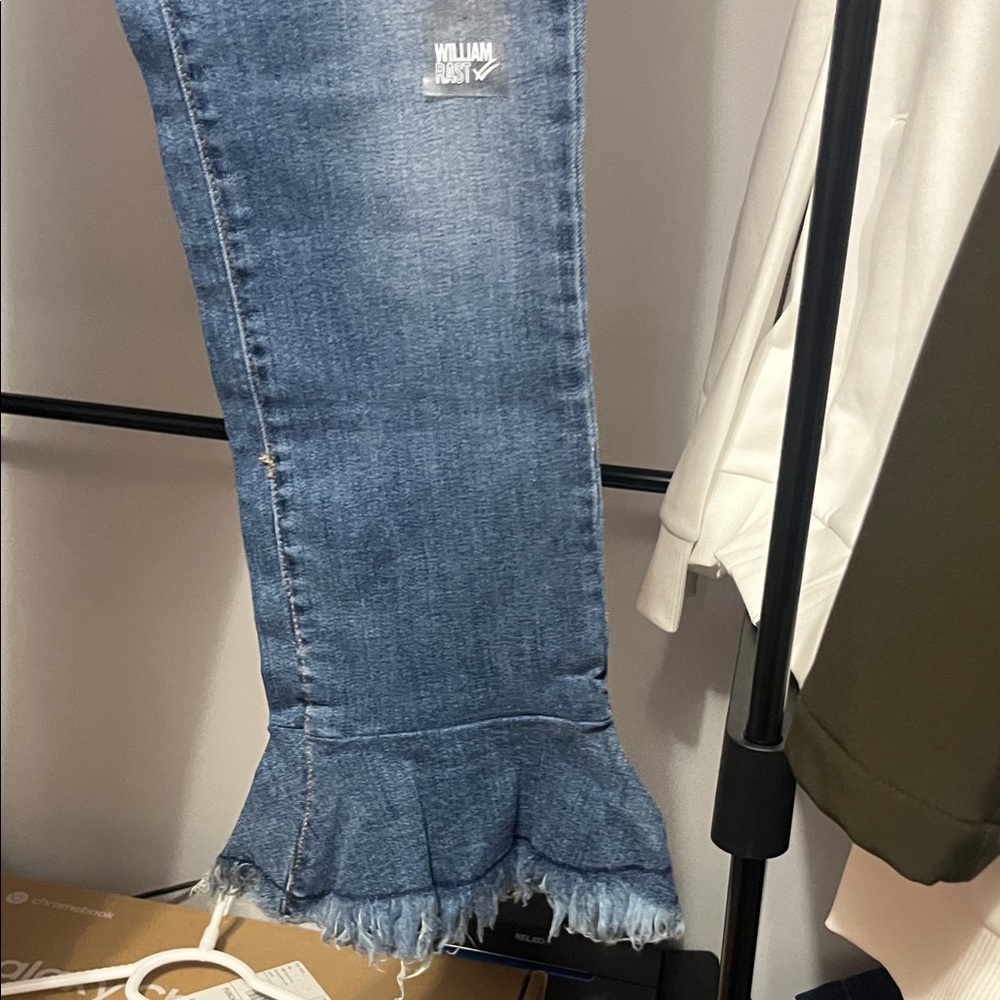 William Rast Blue Flare Jeans with Frayed Hem - Picture 6 of 11